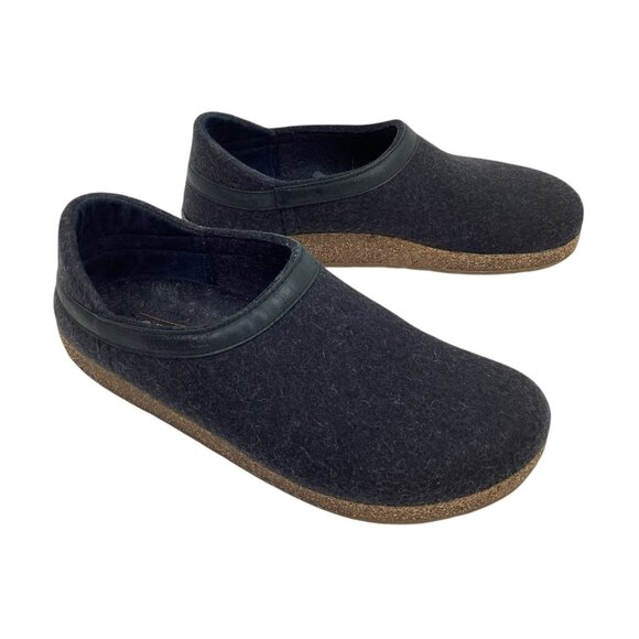 Haflinger Grizzly Torben Mens 11Wool Slip On Clogs Closed Heel Dark Gray - Picture 6 of 11